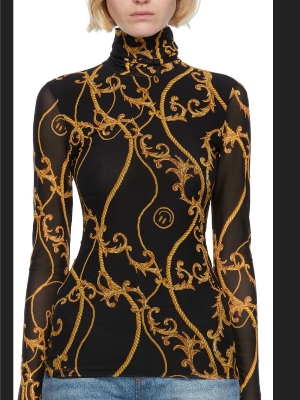 Gianni Opulence Mesh Print Turtleneck